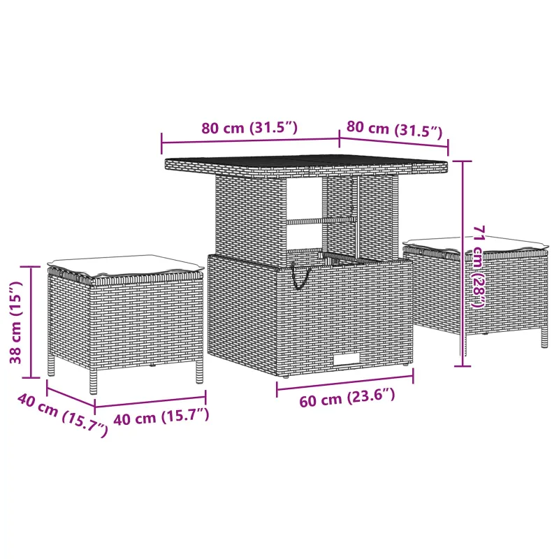 Sodo sohvaryhmä 9 osaa, musta polyrataska