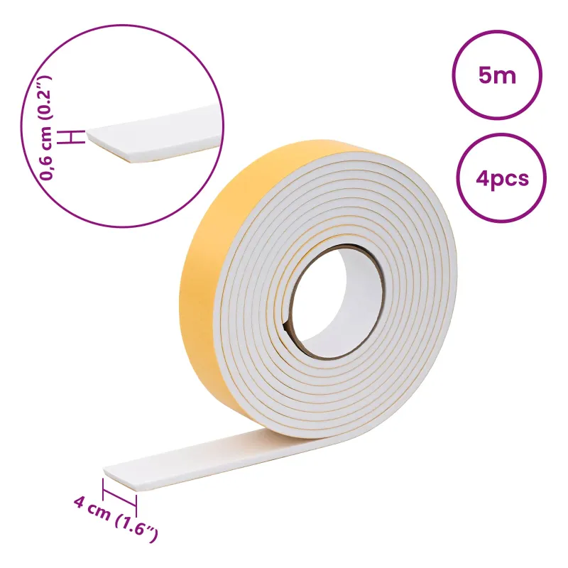 Savigautinė putų juosta 4 pcs Balta 40mm x 5m CR putplastis