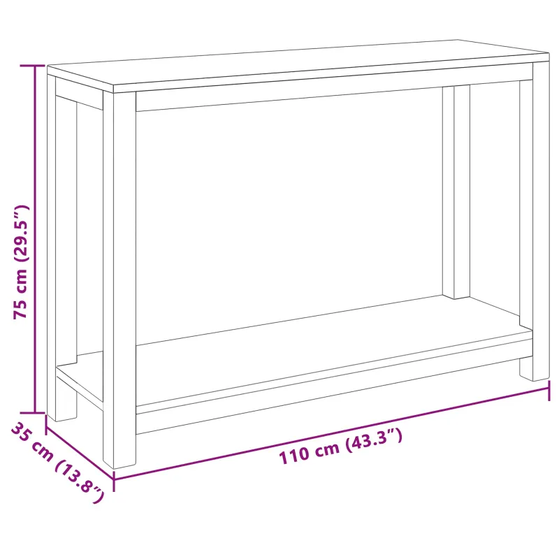 Konsolinis stalas Natūrali 110 x 35 x 75 cm Kieto teka medžio