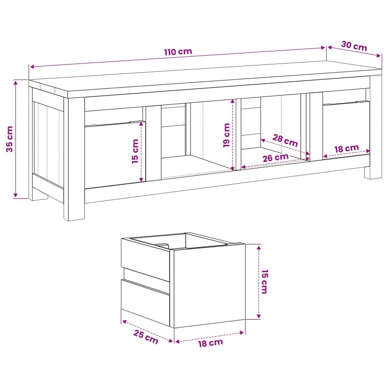 Televizoriaus spintelė 110 x 30 x 35 cm Natūrali