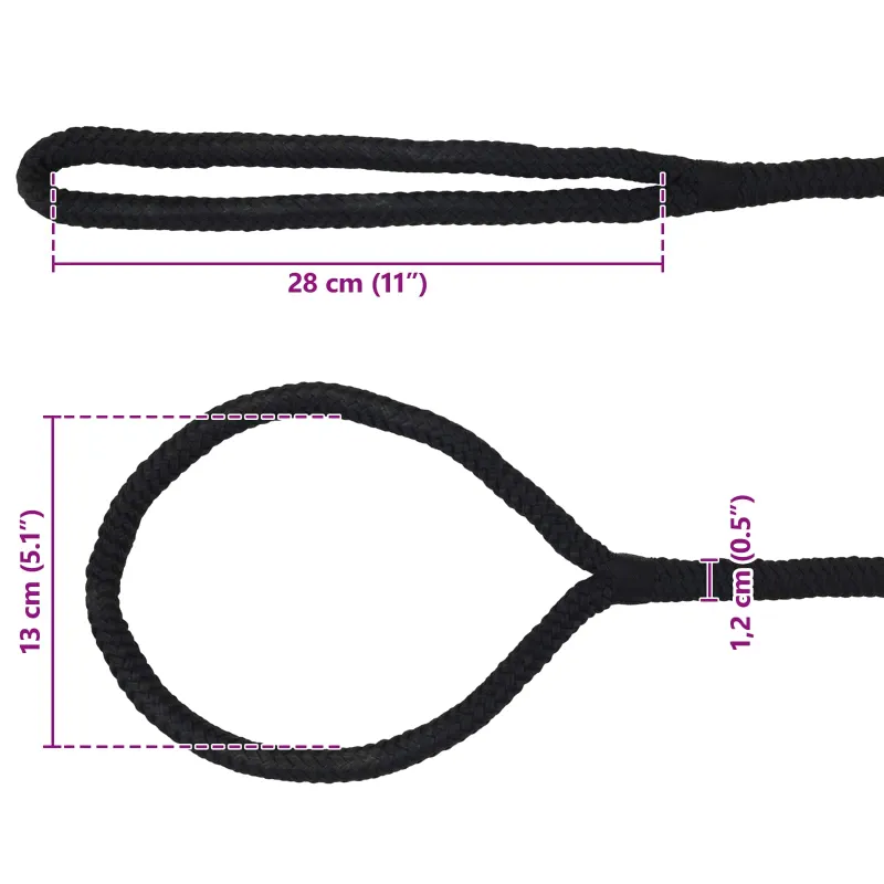 Laivo virvė 15 m 1.2 Juoda Poliesteris