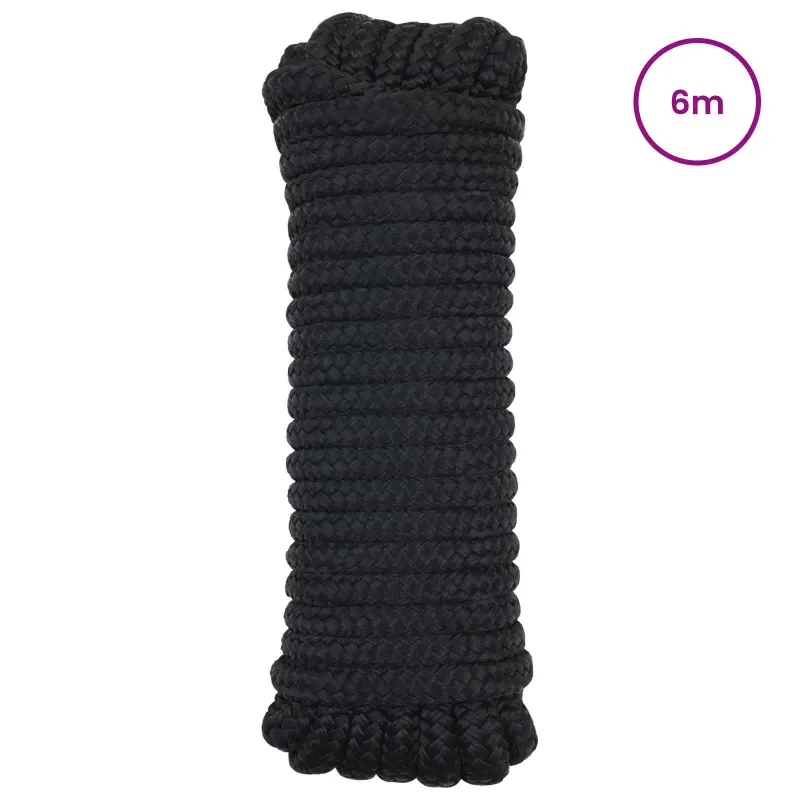 Laivo virvė 6 m 1.4 Juoda Poliesteris