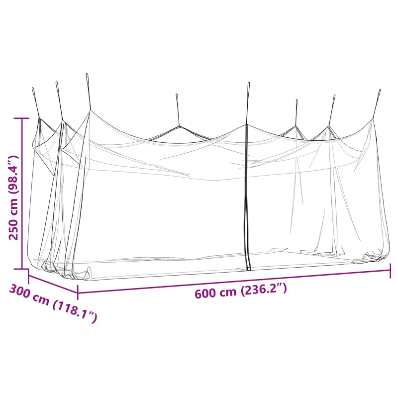 Sodo uodų tinklas 156 akys Balta 3 x 6 x 2,5 m Poliesteris