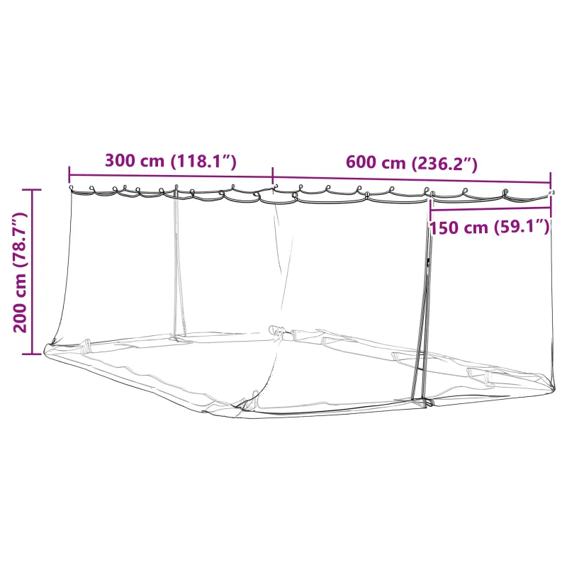 Uodų tinklelį pavėsinei 220 tinklas Balta 6 x 3 x 2 m