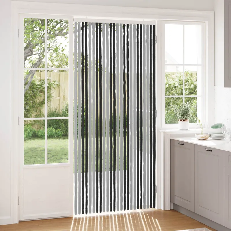Vabzdžių Užuolaida iš Chenille Pilka ir juoda 100 x 220 cm