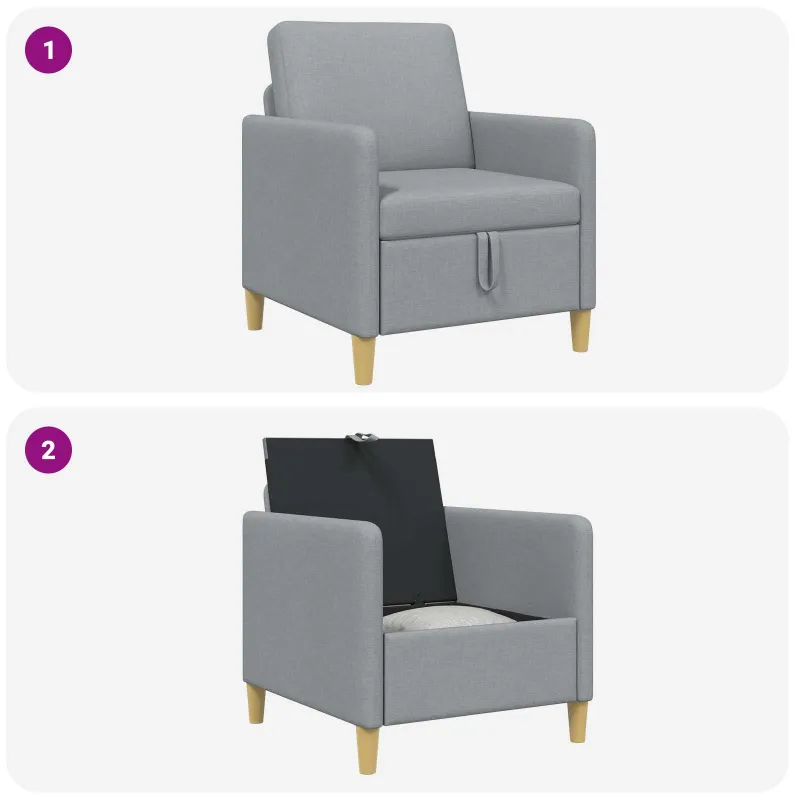 Sofa su saugojimo vieta Šviesiai pilka 72 x 78 x 87 cm