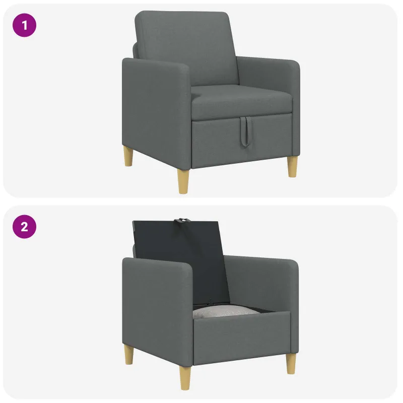 Sofa su saugojimo vieta Tamsiai pilka 72 x 78 x 87 cm