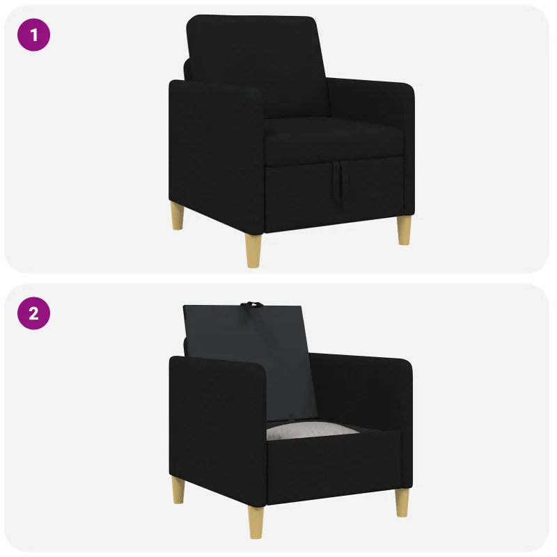 Sofa su saugojimo vieta Juoda 72 x 78 x 87 cm Poliesteris