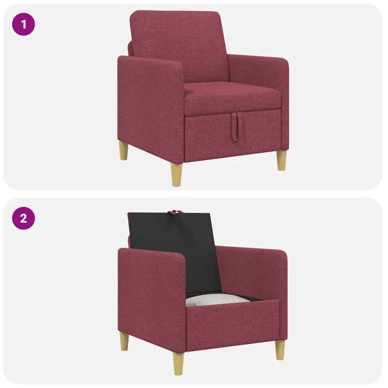 Sofa su saugojimo vieta Vyno raudona 72 x 78 x 87 cm