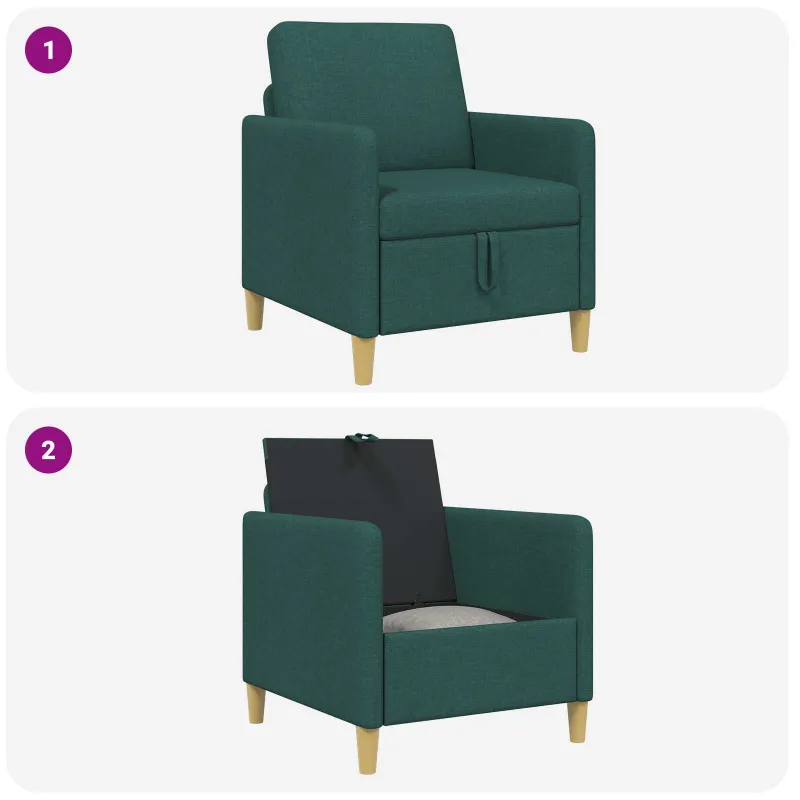 Sofa su saugojimo vieta Tamsiai žalia 72 x 78 x 87 cm