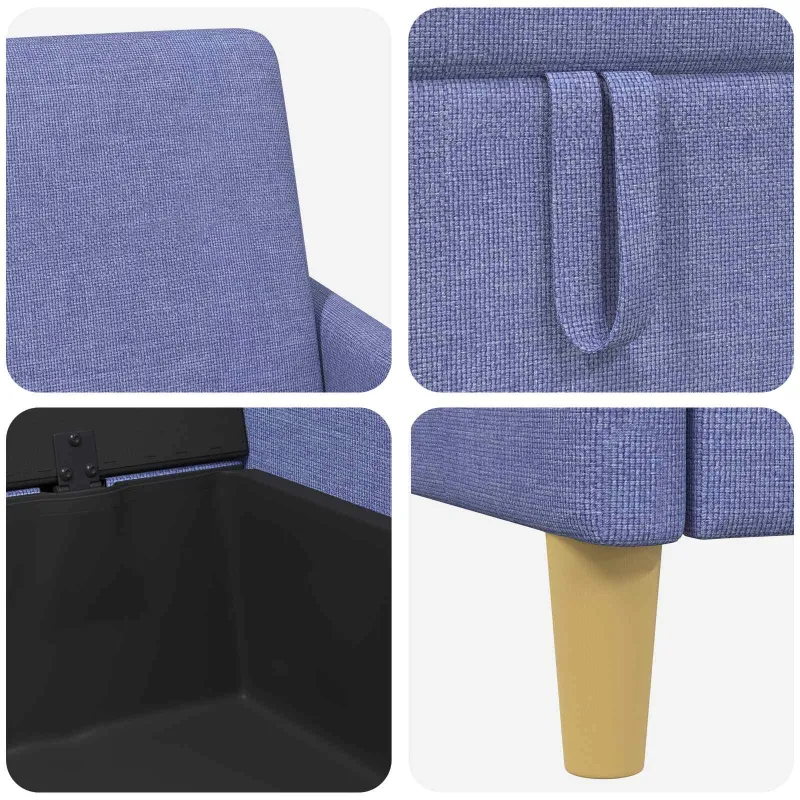 Sofa su saugojimo vieta Džinsinės mėlynos 72 x 78 x 87 cm