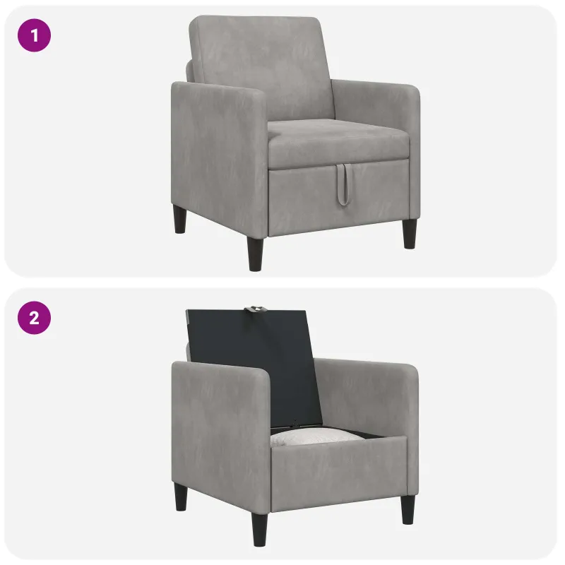 Sofa su saugojimo vieta Šviesiai pilka 72 x 78 x 87 cm