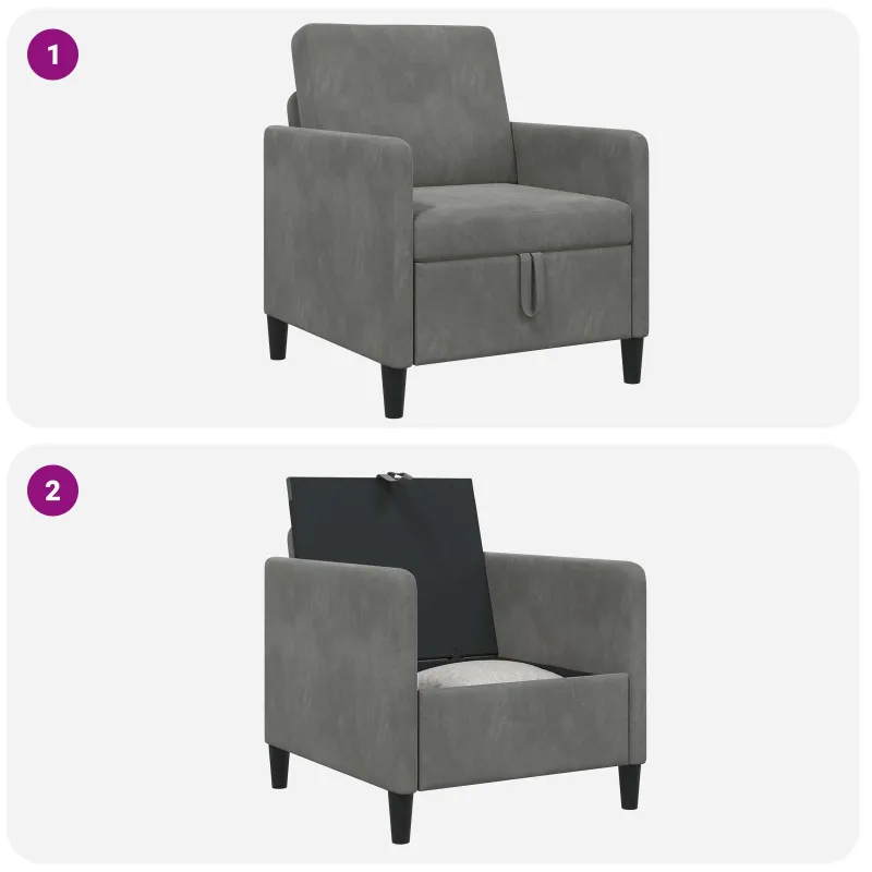 Sofa su saugojimo vieta Tamsiai pilka 72 x 78 x 87 cm