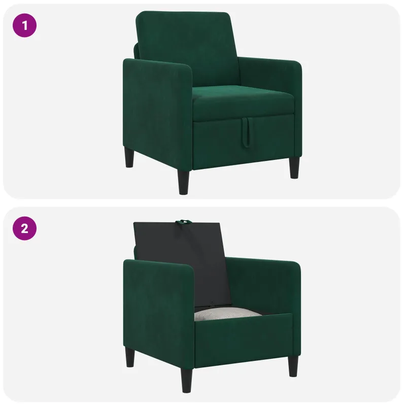 Sofa su saugojimo vieta Tamsiai žalia 72 x 78 x 87 cm