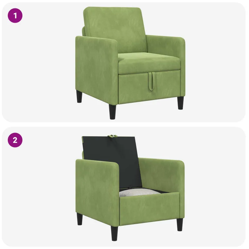 Sofa su saugojimo vieta Šviesiai žalia 72 x 78 x 87 cm