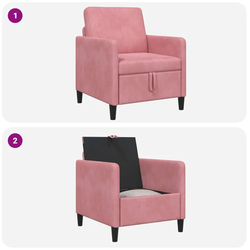 Sofa su saugojimo vieta Rožinė 72 x 78 x 87 cm Poliesteris