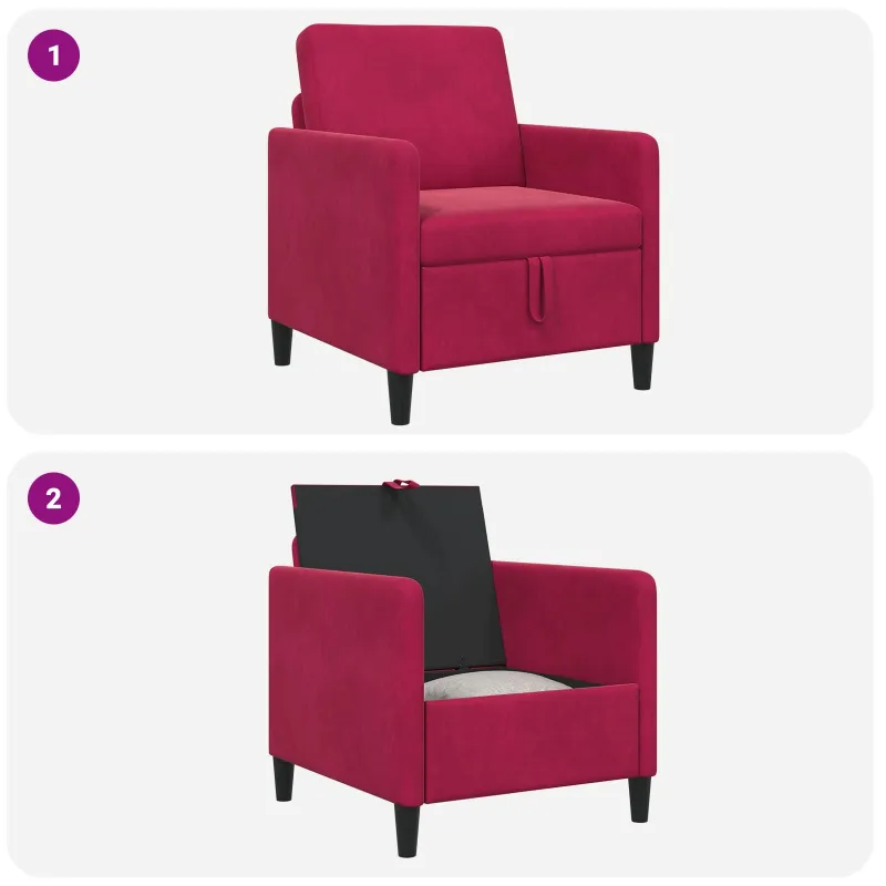 Sofa su saugojimo vieta Vyno raudona 72 x 78 x 87 cm