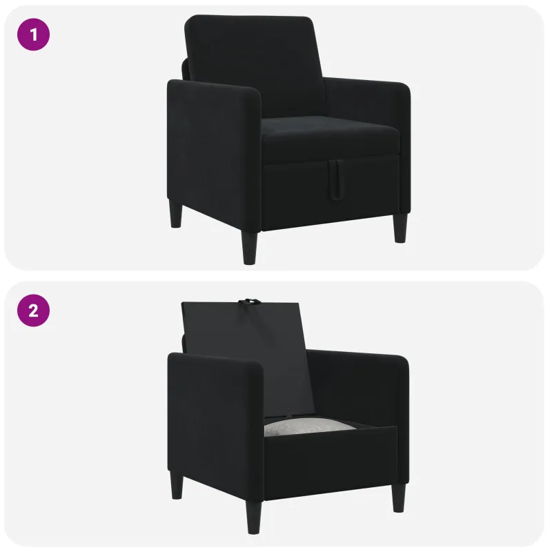 Sofa su saugojimo vieta Juoda 72 x 78 x 87 cm Poliesteris