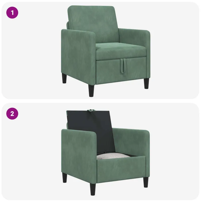Sofa su saugojimo vieta Jūrinė žalia 72 x 78 x 87 cm