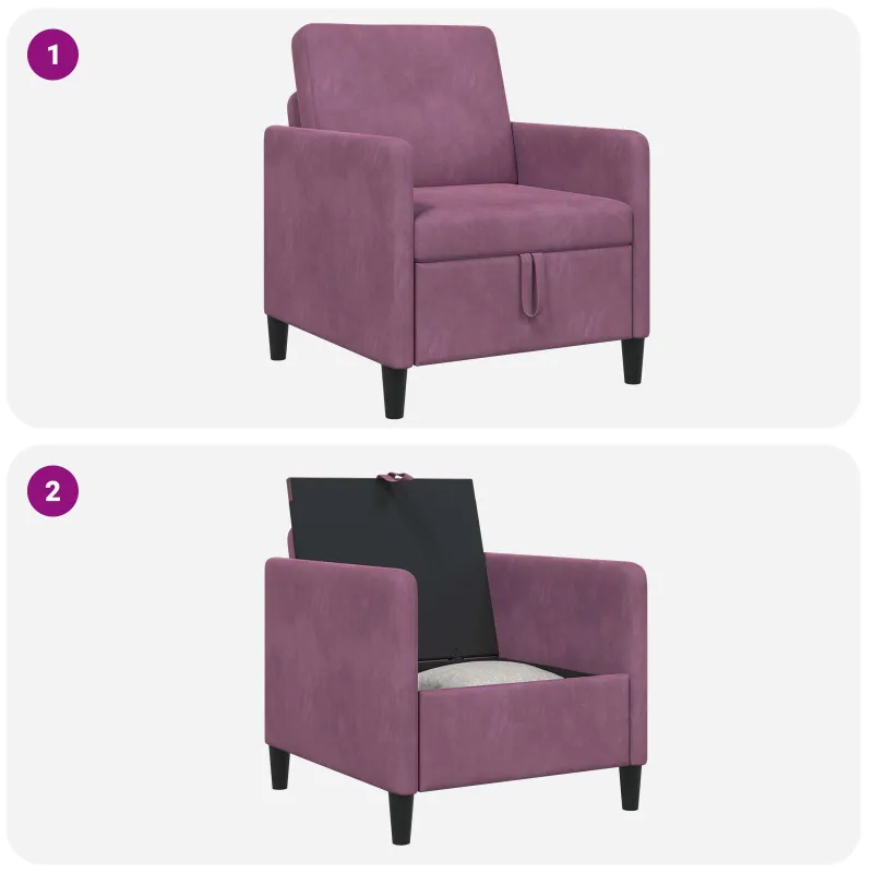 Sofa su saugojimo vieta Violetinė 72 x 78 x 87 cm Poliesteris