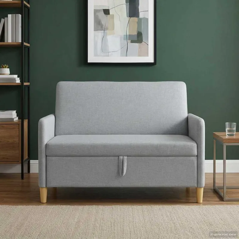 Sofa su saugojimo vieta Šviesiai pilka 122 x 78 x 87 cm