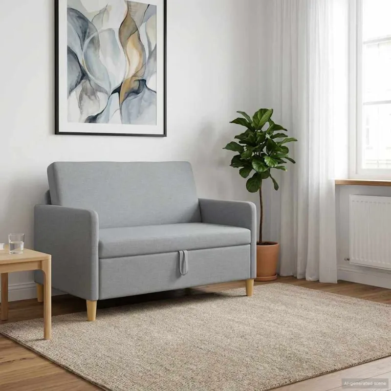 Sofa su saugojimo vieta Šviesiai pilka 122 x 78 x 87 cm