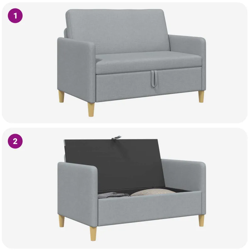 Sofa su saugojimo vieta Šviesiai pilka 122 x 78 x 87 cm