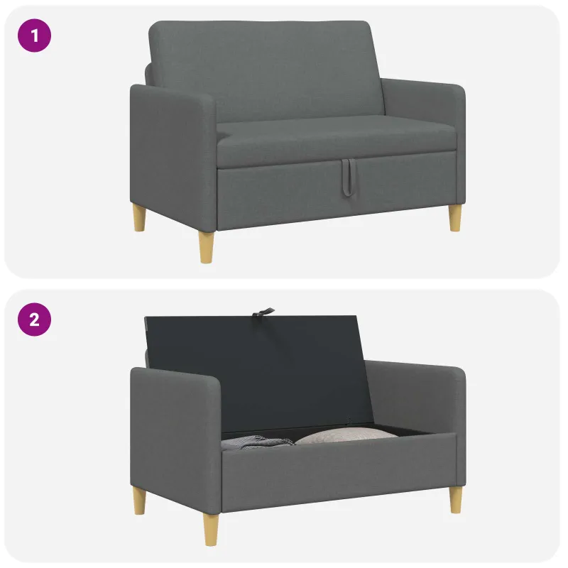 Sofa su saugojimo vieta Tamsiai pilka 122 x 78 x 87 cm