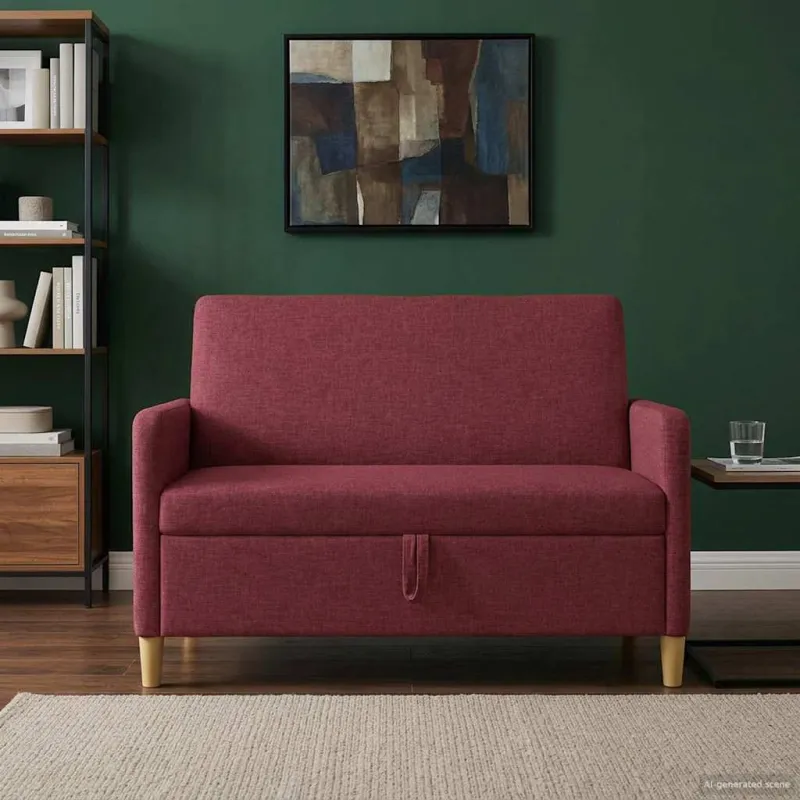 Sofa su saugojimo vieta Vyno raudona 122 x 78 x 87 cm