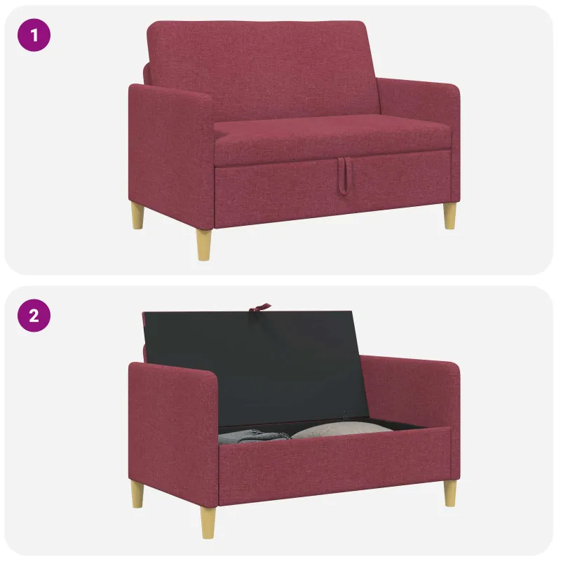 Sofa su saugojimo vieta Vyno raudona 122 x 78 x 87 cm