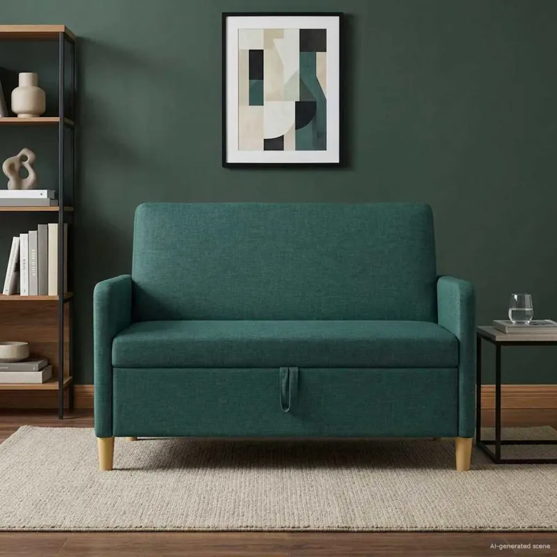 Sofa su saugojimo vieta Tamsiai žalia 122 x 78 x 87 cm