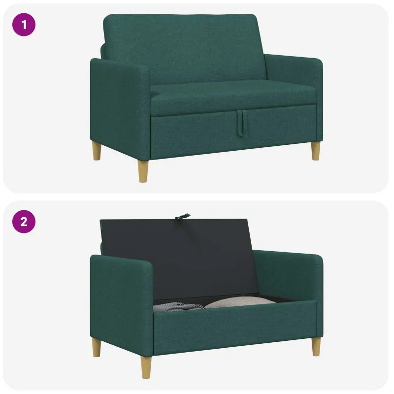 Sofa su saugojimo vieta Tamsiai žalia 122 x 78 x 87 cm