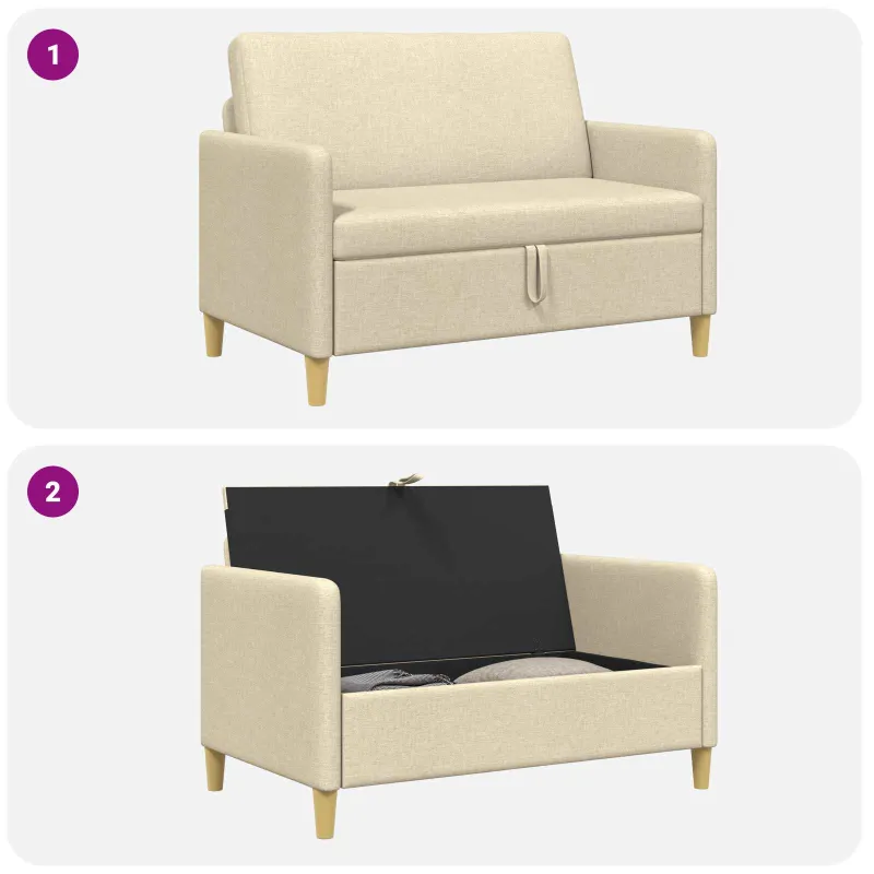 Sofa su saugojimo vieta Kreminė 122 x 78 x 87 cm Poliesteris
