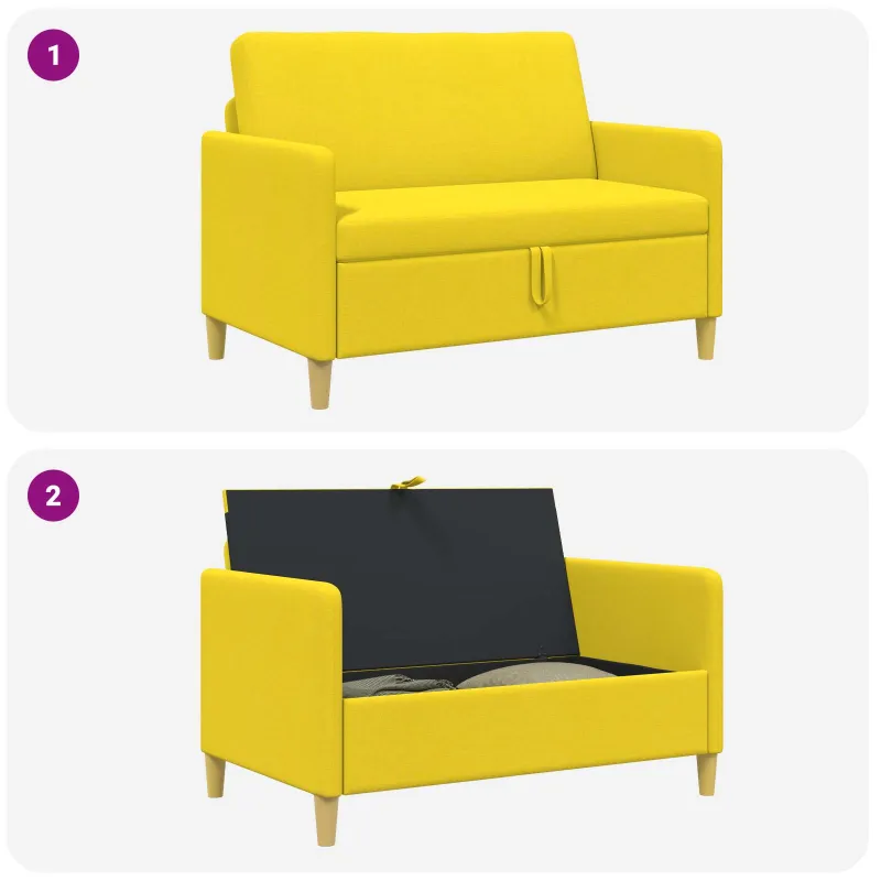 Sofa su saugojimo vieta Šviesi geltona 122 x 78 x 87 cm