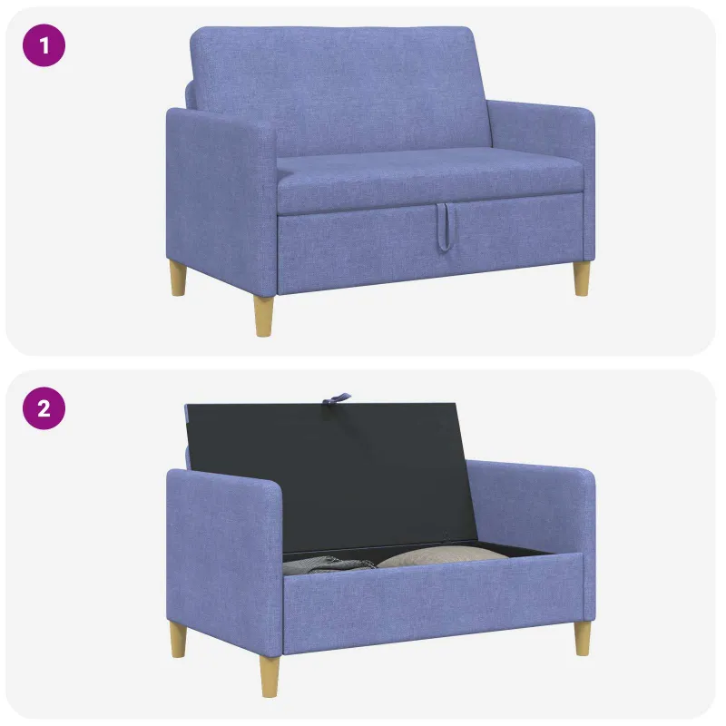 Sofa su saugojimo vieta Džinsinės mėlynos 122 x 78 x 87 cm
