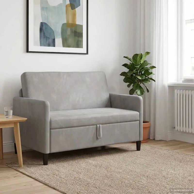 Sofa su saugojimo vieta Šviesiai pilka 122 x 78 x 87 cm