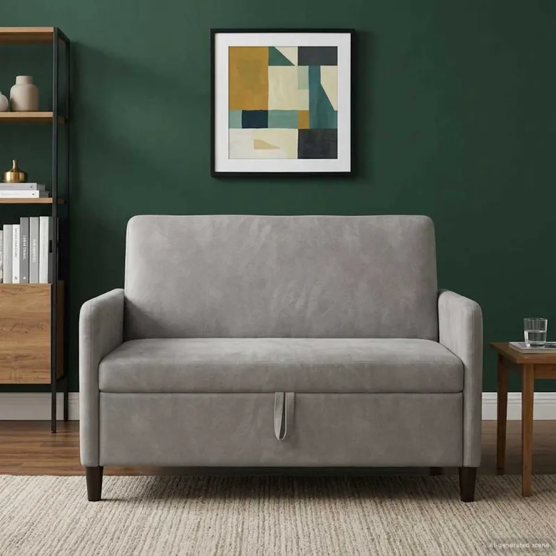 Sofa su saugojimo vieta Šviesiai pilka 122 x 78 x 87 cm