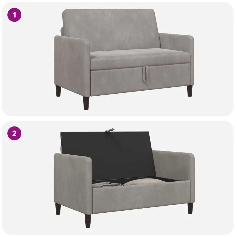 Sofa su saugojimo vieta Šviesiai pilka 122 x 78 x 87 cm