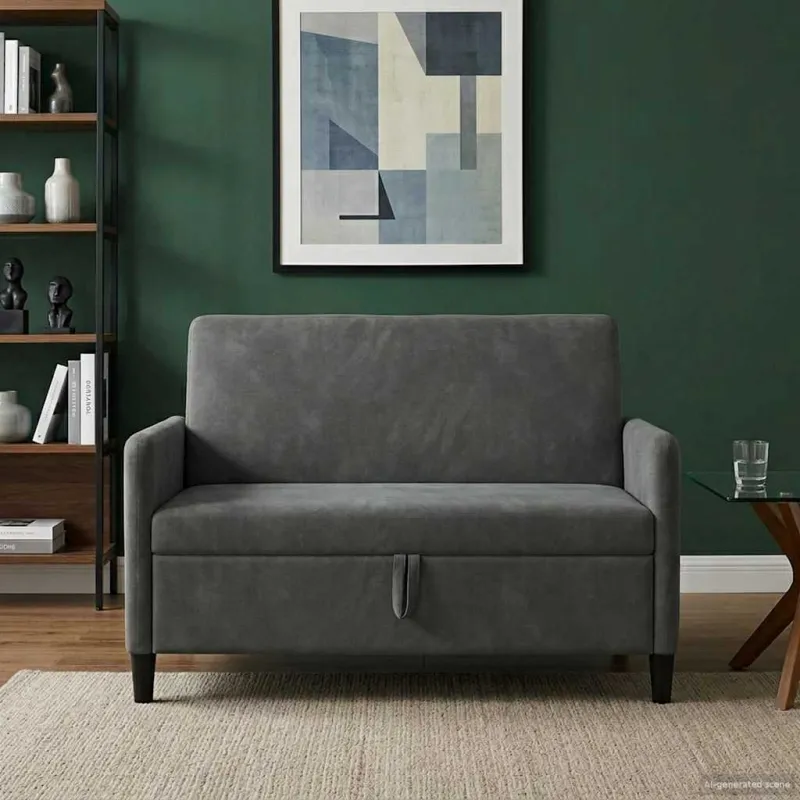 Sofa su saugojimo vieta Tamsiai pilka 122 x 78 x 87 cm
