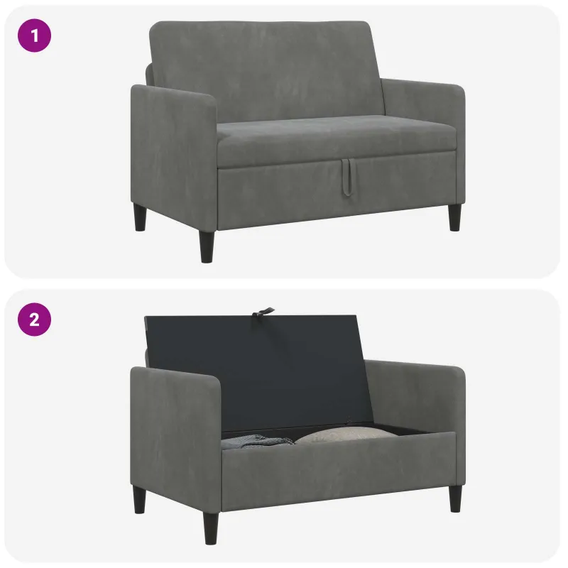 Sofa su saugojimo vieta Tamsiai pilka 122 x 78 x 87 cm