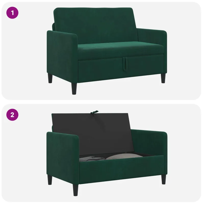 Sofa su saugojimo vieta Tamsiai žalia 122 x 78 x 87 cm
