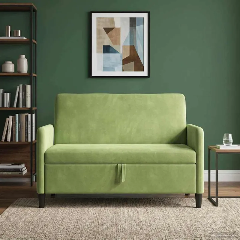 Sofa su saugojimo vieta Šviesiai žalia 122 x 78 x 87 cm