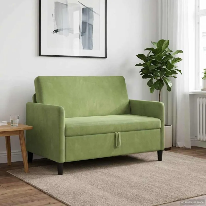 Sofa su saugojimo vieta Šviesiai žalia 122 x 78 x 87 cm