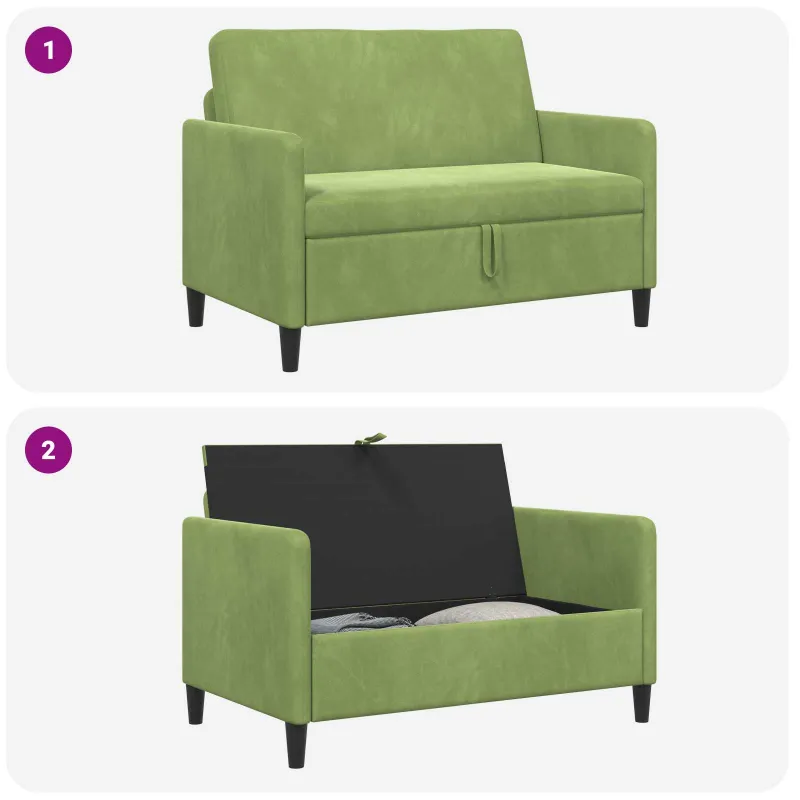 Sofa su saugojimo vieta Šviesiai žalia 122 x 78 x 87 cm