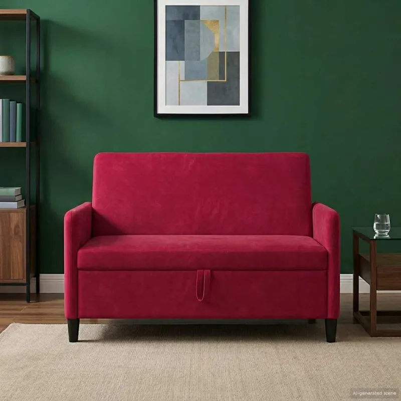 Sofa su saugojimo vieta Vyno raudona 122 x 78 x 87 cm