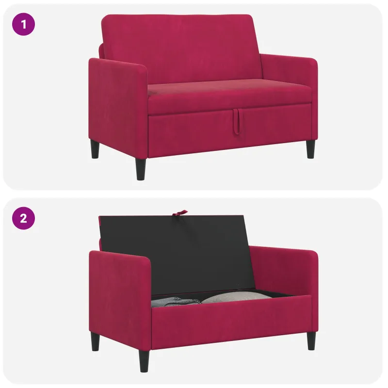 Sofa su saugojimo vieta Vyno raudona 122 x 78 x 87 cm