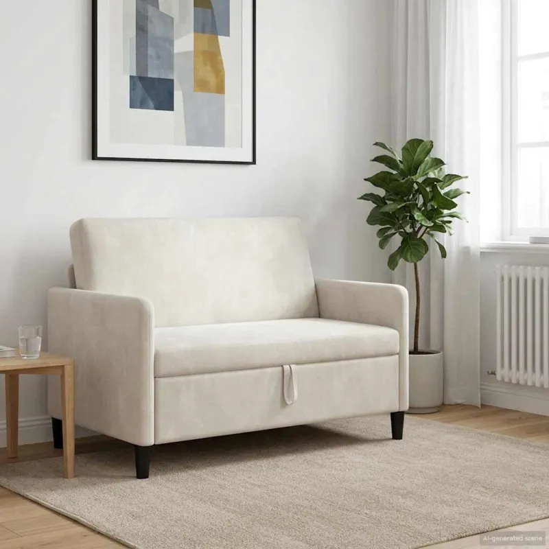 Sofa su saugojimo vieta Kreminė 122 x 78 x 87 cm Poliesteris