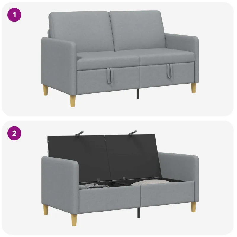 Sofa su saugojimo vieta Šviesiai pilka 152 x 78 x 87 cm