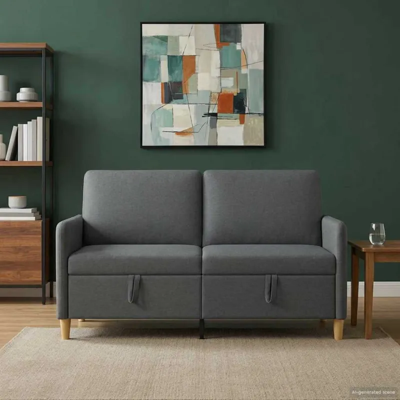 Sofa su saugojimo vieta Tamsiai pilka 152 x 78 x 87 cm