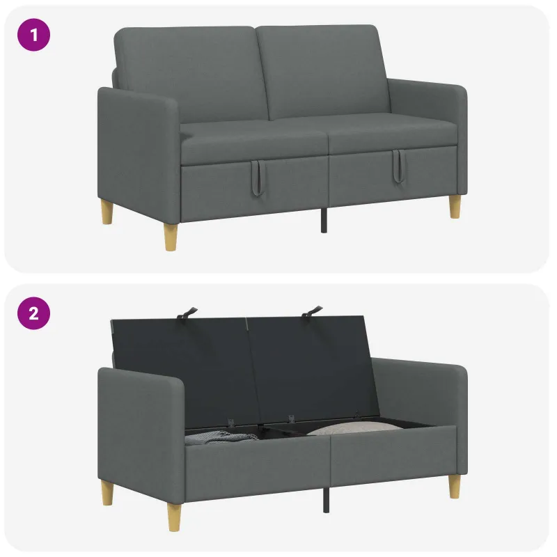 Sofa su saugojimo vieta Tamsiai pilka 152 x 78 x 87 cm